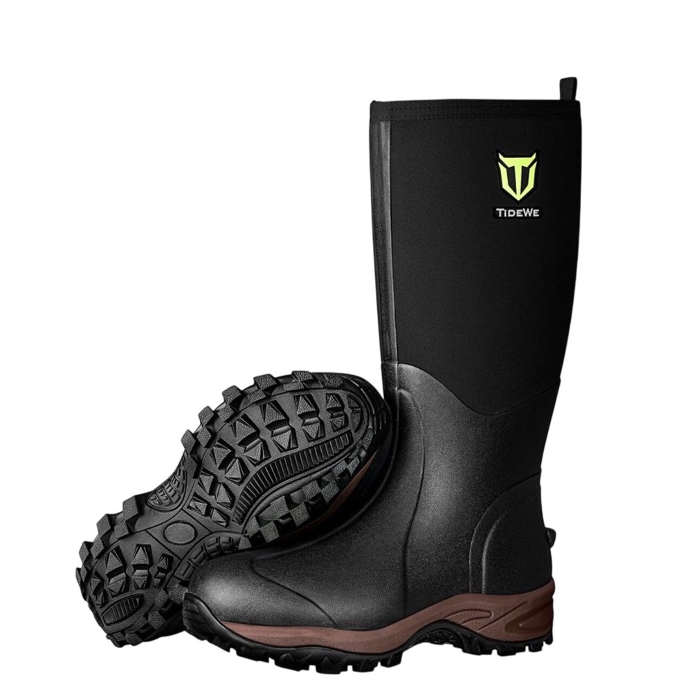 TideWe Mens Rubber waterproof Boots 10 Hunting Fishing Outdoor Rain/Snow Protect